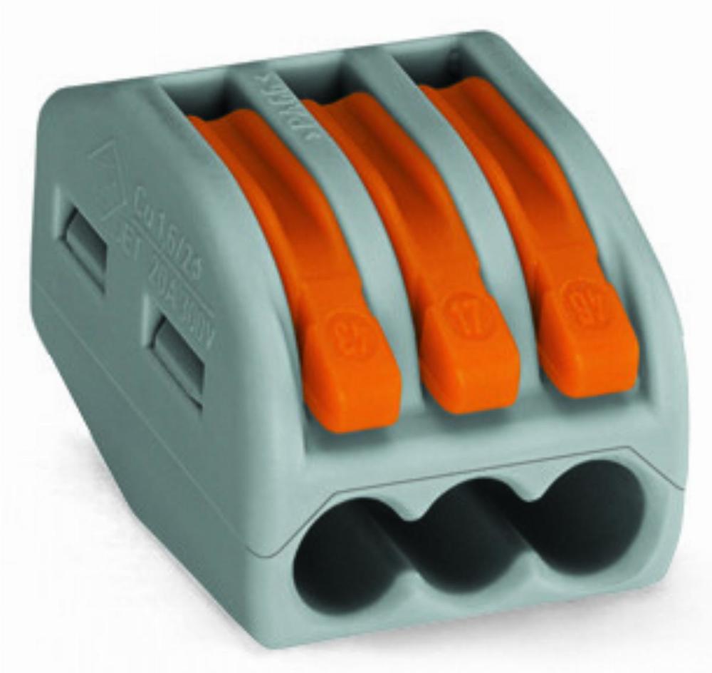 złączka instalacyjna CLASSIC uniwersalna 3x4mm dźwig.pomarańczowy szary 50szt/opak