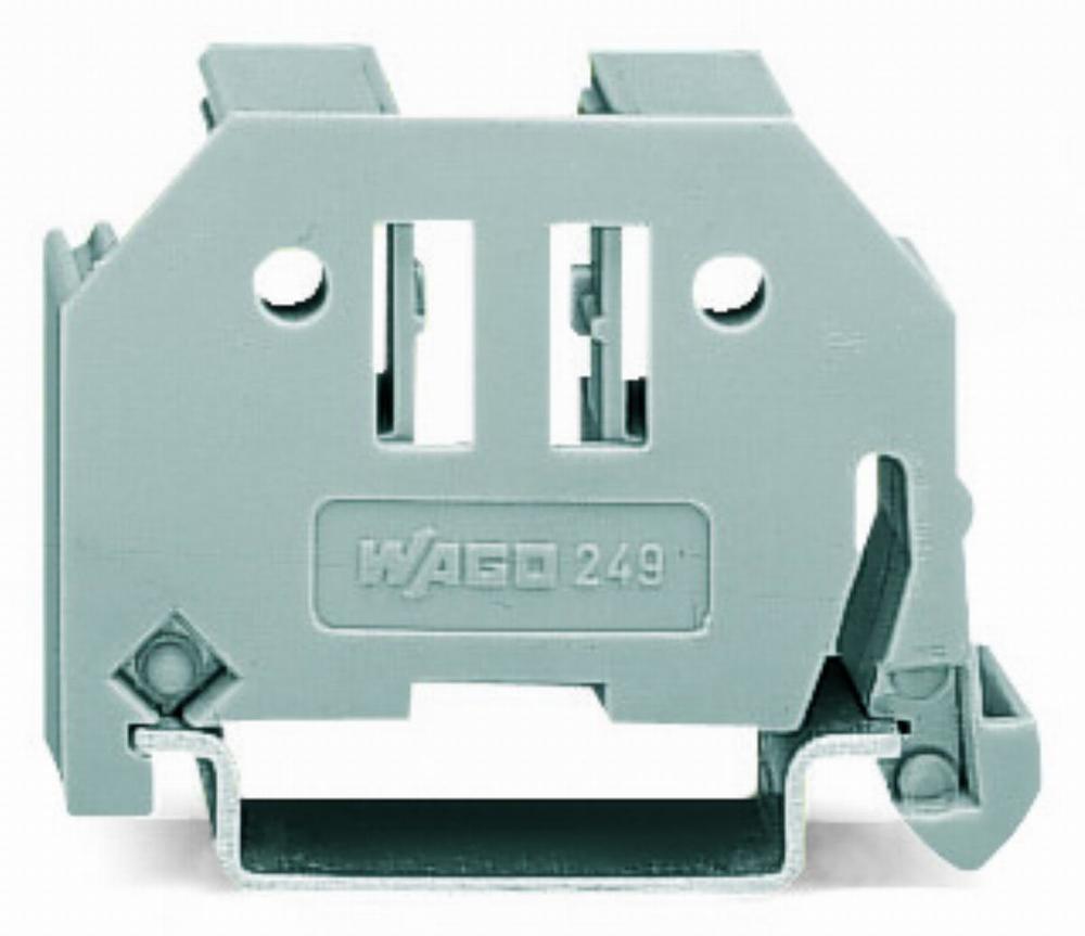 bezśrubowa blokada końcowa szer.10mm na szyne TS 35x15 i 35x7,5 szary