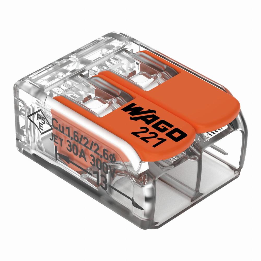 złączka instalacyjna COMPACT uniwersalna 2x6mm2 z dźwig.pomrańczowy transparentny