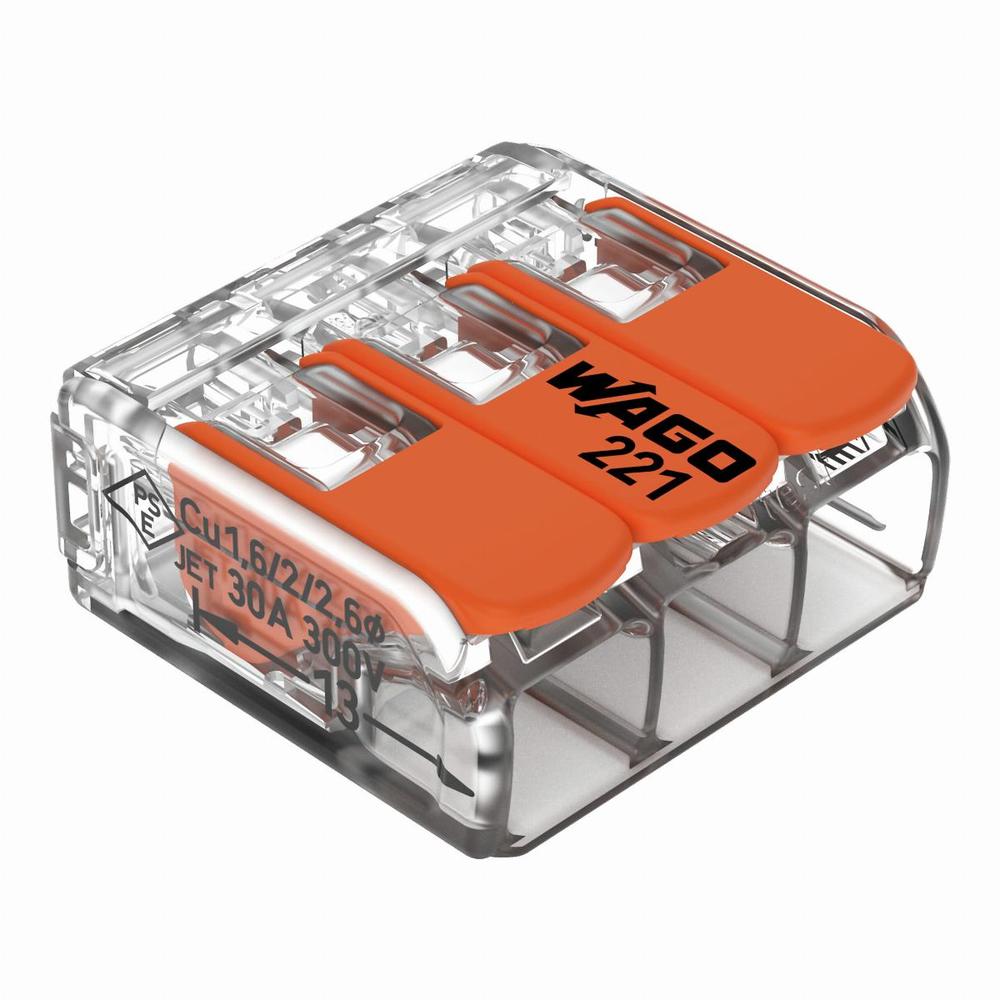 złączka instalacyjna COMPACT uniwersalna 3x6mm2 z dźwig.pomarańzowy transparentny 