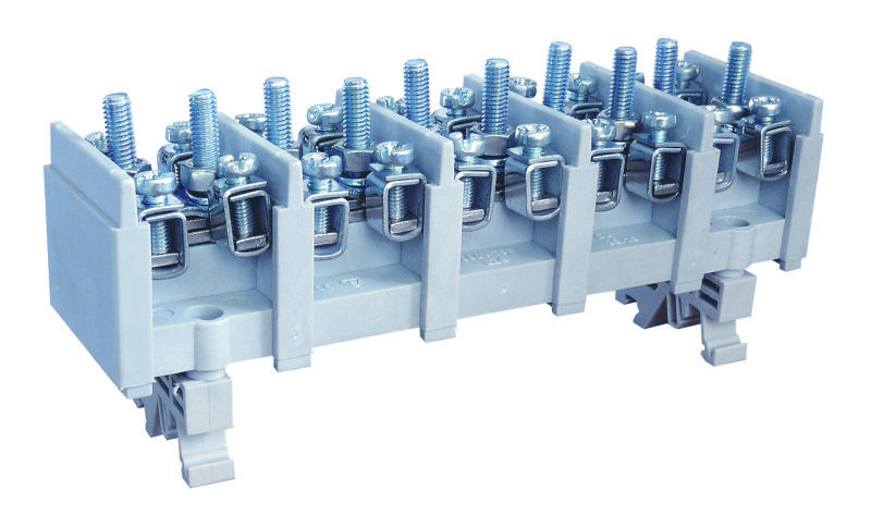 odgałęźnik instalacyjny LZ5*35/16wyk.22 5-torowy 2x35mm2/4x16mm2 TS35 bez pokrywy szary