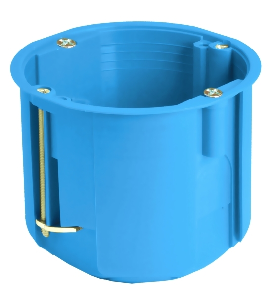 puszka podtynkowa PV60D 1-krotna do gipsu głęboka 60mm łączona za pomocą łącznika KD71 niebieski
