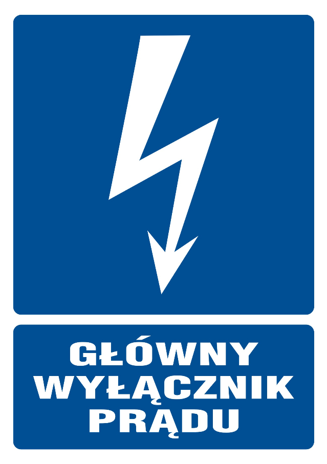 naklejka TZI 14/A 52x74 S główny wyłącznik prądu E414