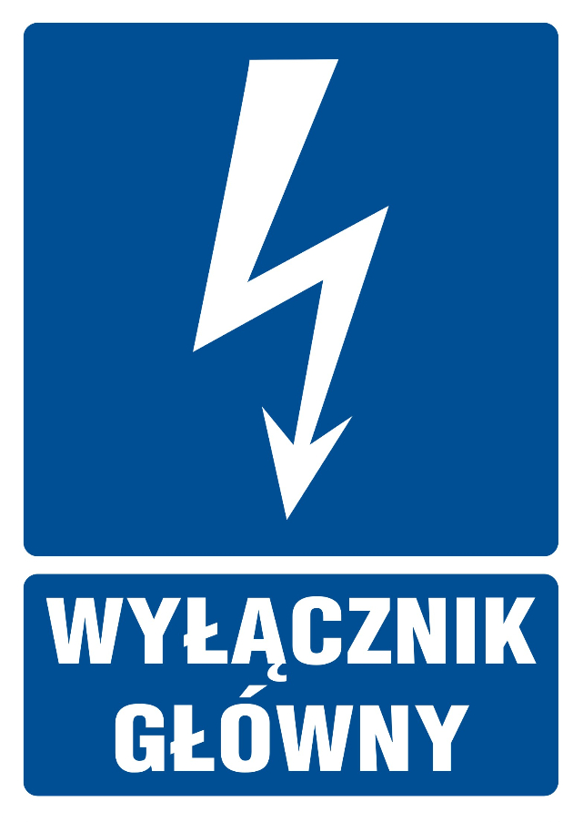 naklejka TZI 1/A 105x148 S E007 Wyłącznik główny niebieska