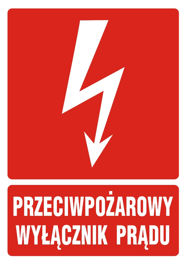 tabliczka TPP 2A 148x210 P-1 (E298) Przeciwpożarowy wyłącznik prądu