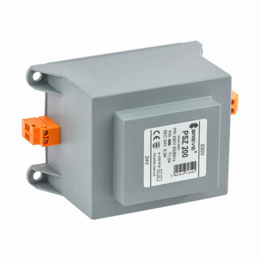 transformator PSZ 200 230/24V jednofazowy IP30 na szynę DIN TH-35 w obudowie z zabezpieczeniem