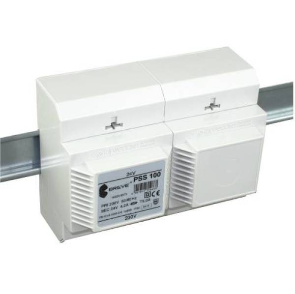transformator PSS 100 230/12V jednofazowy IP30 na szynę DIN TH-35 w obudowie modułowej z zabezpieczeniem