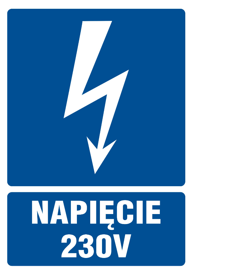 naklejka TZI 7/A 74x105 S (E649) Napięcie 230V