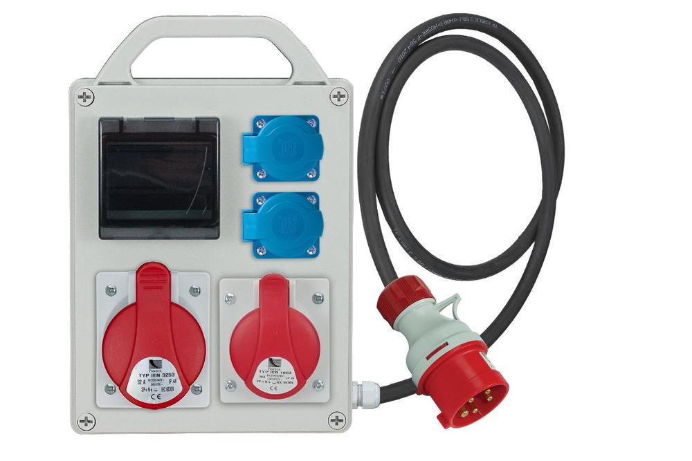 Rozdzielnica R-BOX 240R 4S/ 1x32A/5p, 1x16A/5p, 2x250V, puste okno, z przewódem