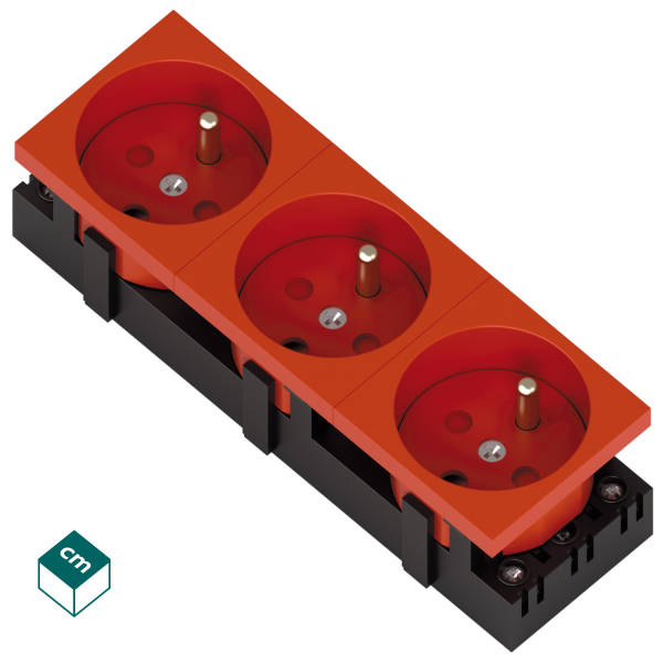 gniazdo 3x2P+Z z blokada czerwone 333538