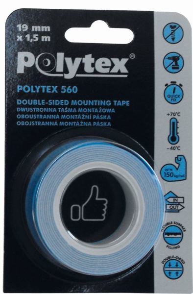 taśma montażowy dwustr.POLYTEX 560 19mm x 1.5m PB-5601105-0019001
