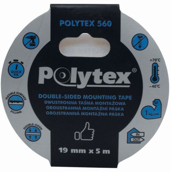 taśma montażowy dwustr.POLYTEX 560 19mm x 5m PB-5601105-0019005