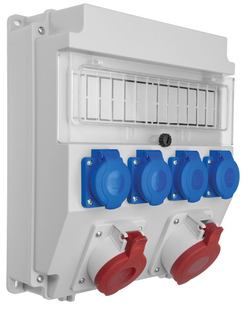 rozdzielnica R-BOX LUX 320, 1x32A/5p, 1x16A/5p, 4x250V, puste okno