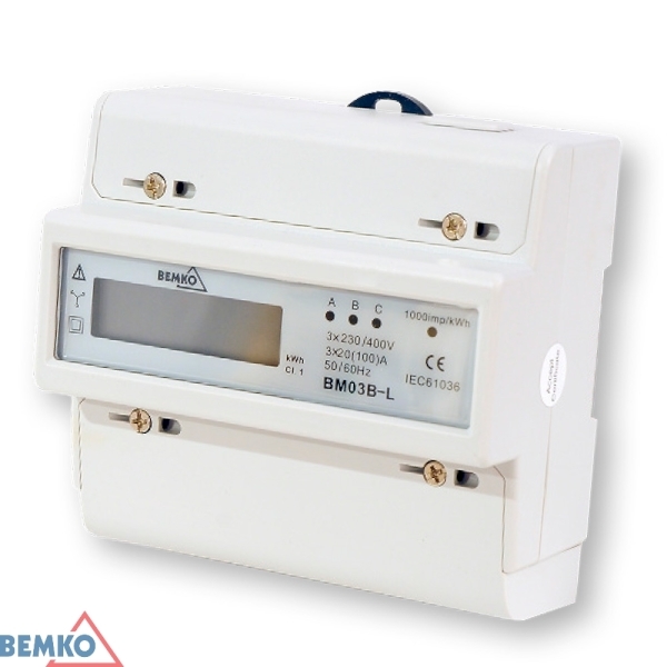 licznik 3faz 20(100)A energ. LCD szyna A30-BM03B-L