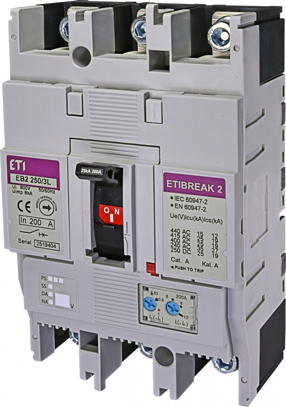 EB2 250/3L 200A 3p Wyłącznik mocy 3P, 25kA, wyzw. TM