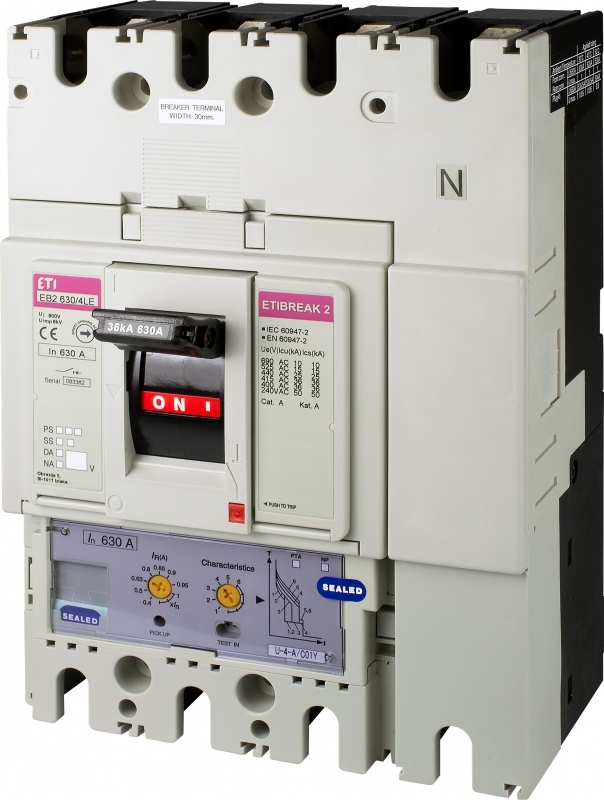 EB2 630/4LE 630A 4p Wyłącznik mocy 4P, 36kA, wyzw. elektroniczny