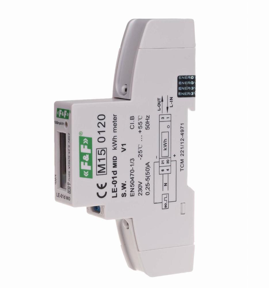 licznik energii elektrycznej 1 fazowy LCD szyna LE-01D 5(25)