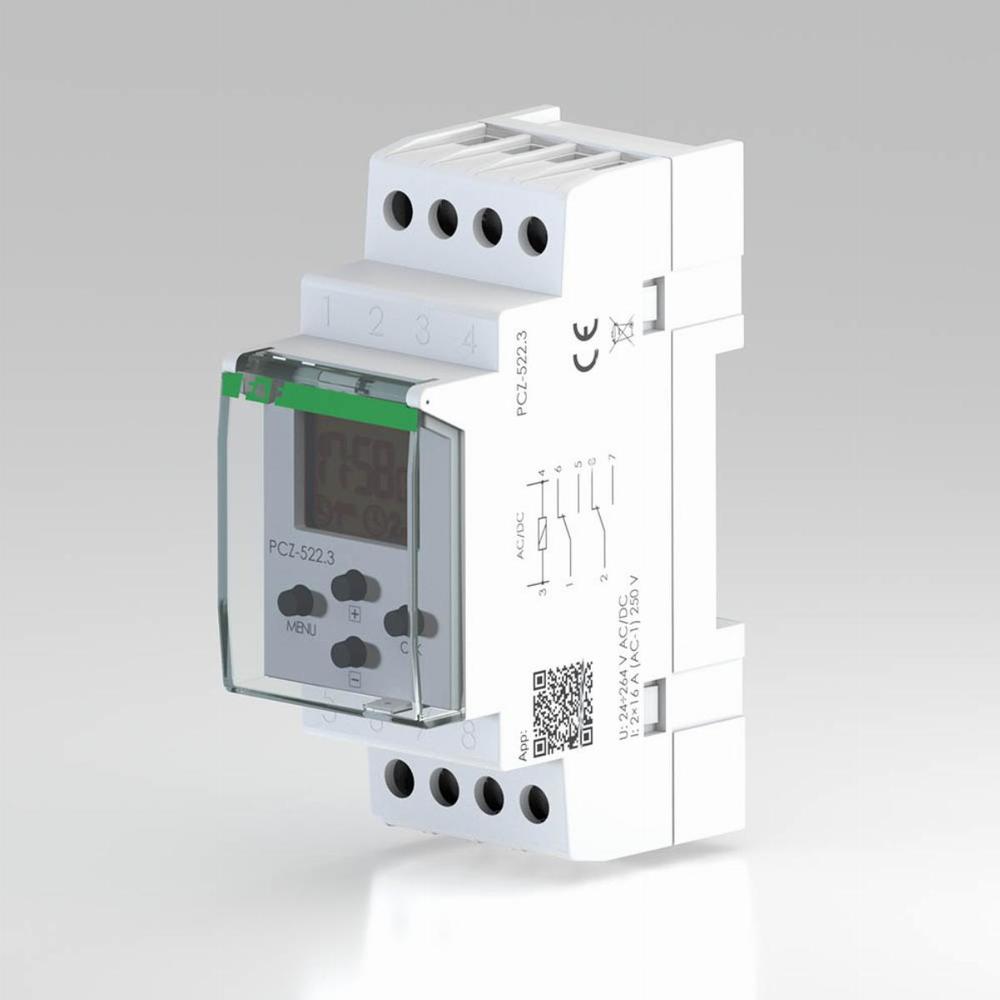 zegar sterujący PCZ-522 tygodniowy 2-kanałowy 24-264V AC/DC 2xNO/NC