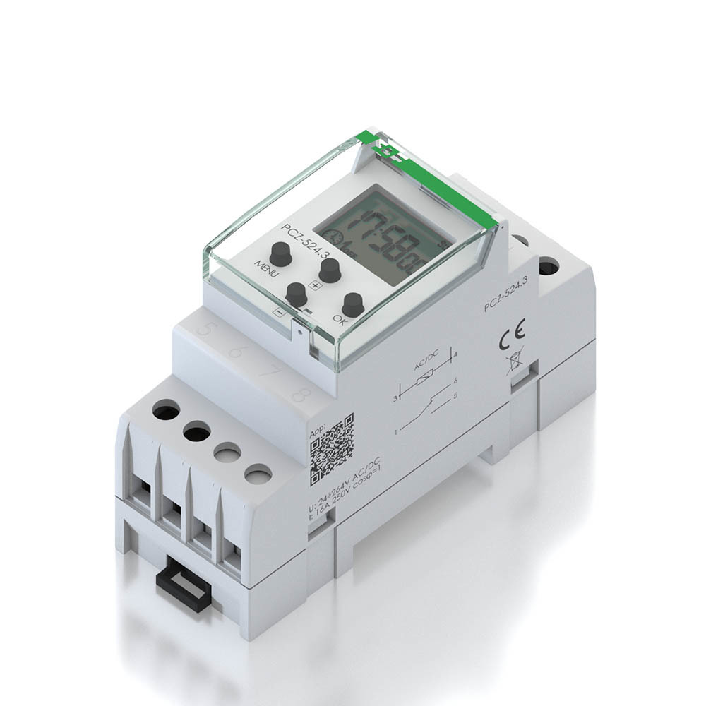 zegar sterujący PCZ-524/PCZ-524.3 astronomiczny 1-kanałowy programowalny przez NFC 24-264AC/DC 1xNO/NC