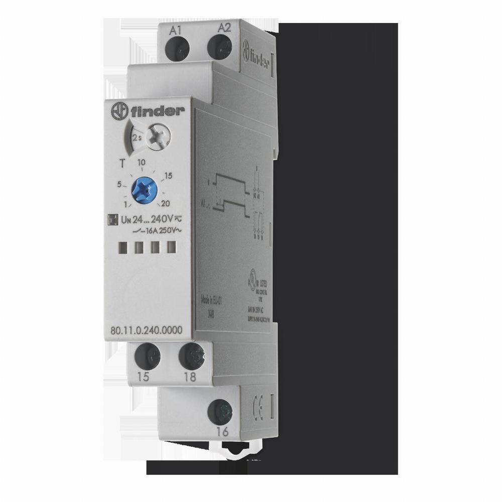 Przekaźnik czasowy modułowy serii 80: 1 P; 16 A; 24…240 V AC/DC, 80.11.0.240.0000