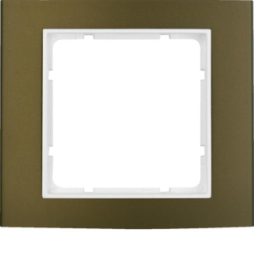 ramka B.3 1-kr.brazowe aluminium/biały mat
