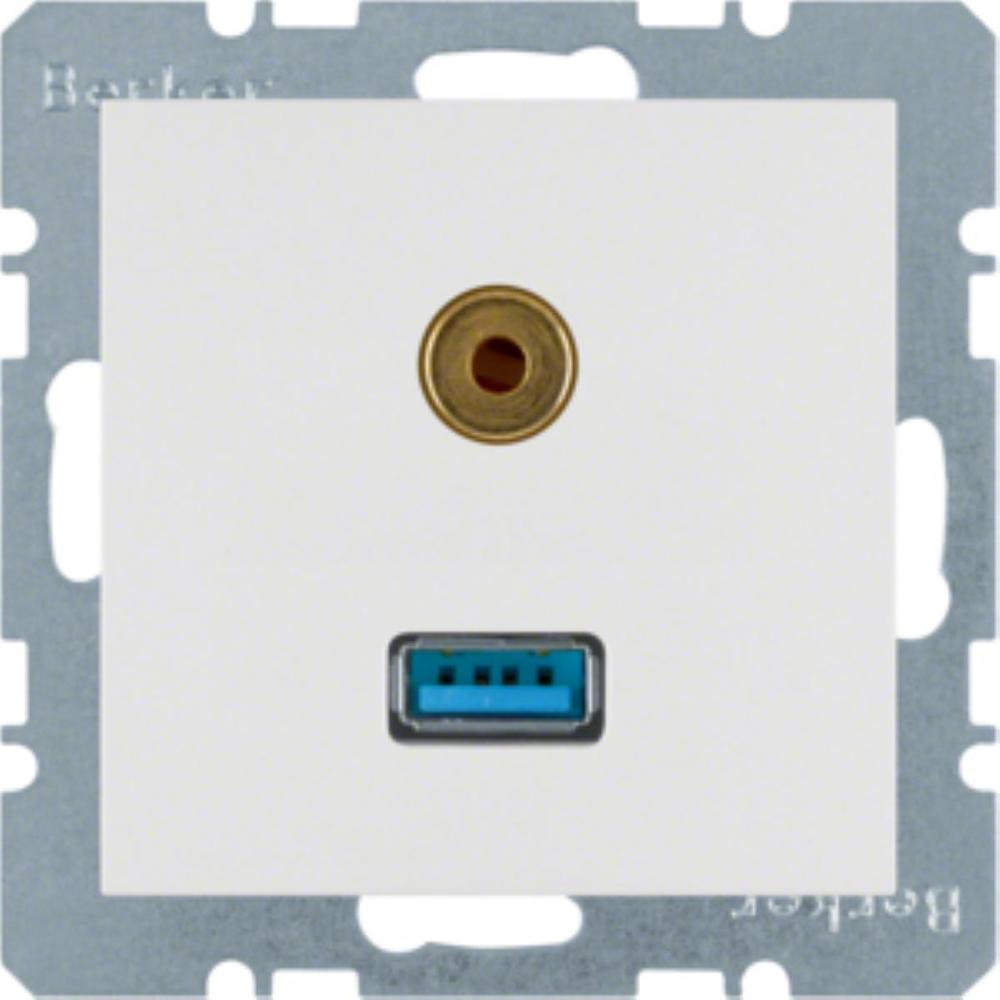 gniazdo S.1/B.3/B.7 USB/3,5mm audio białe polysk
