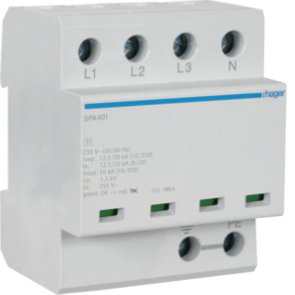 SPD Ogranicznik przepięć T1+T2 kombinowany 4P TN-S/TT Iimp 50kA Up?1,5kV