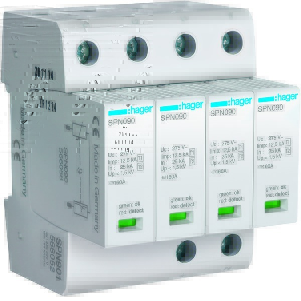 SPD Ogranicznik przepięć T1+T2 MOV 4P sieć TN-S Iimp=50 kA Up?1,5kV