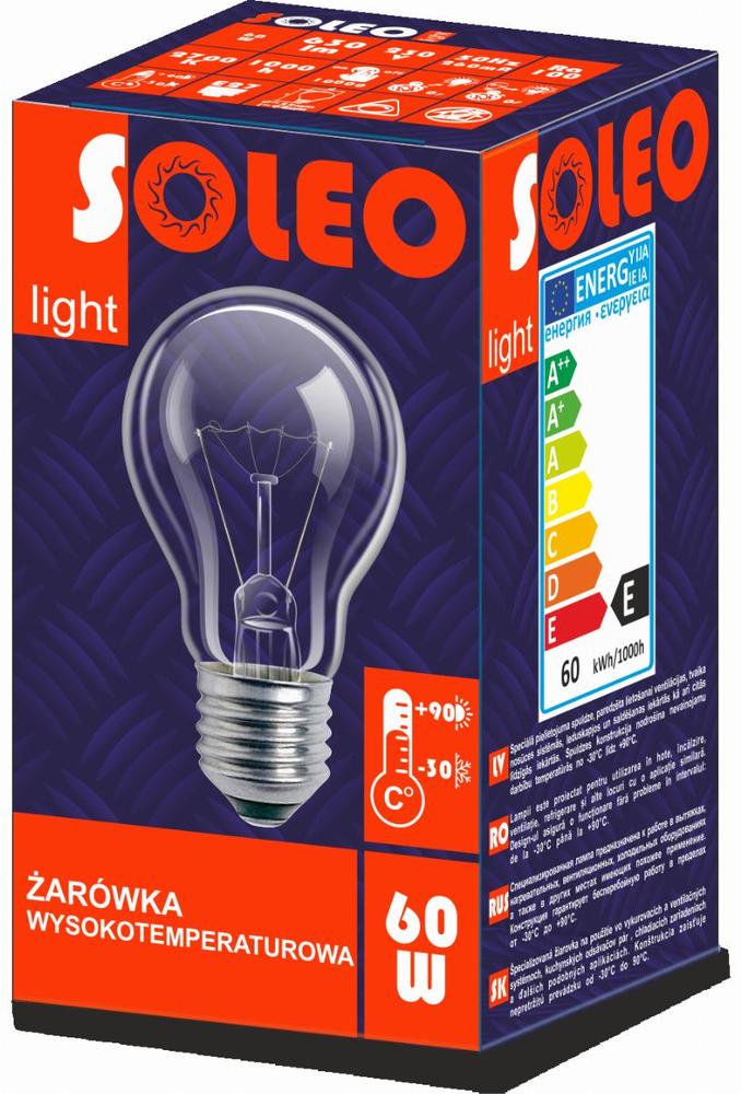 żarówka wysokotemperaturowa SOLEO E27 A55 60W 230V 1000h przezroczysty 