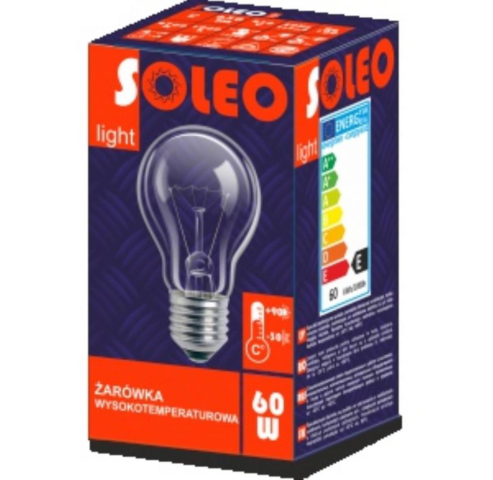 żarówka wysokotemperaturowa SOLEO E27 A55 25W 230V 1000h przezroczysty 