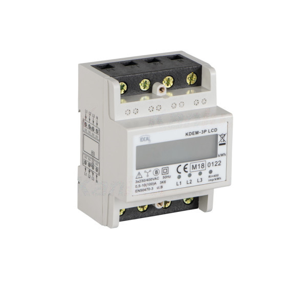 licznik 3faz KDEM-3P LCD 6+2 10A(100A) MID na szyne 4mod.