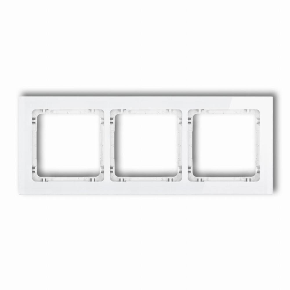 ramka DECO 3-kr.szkło biały/biały