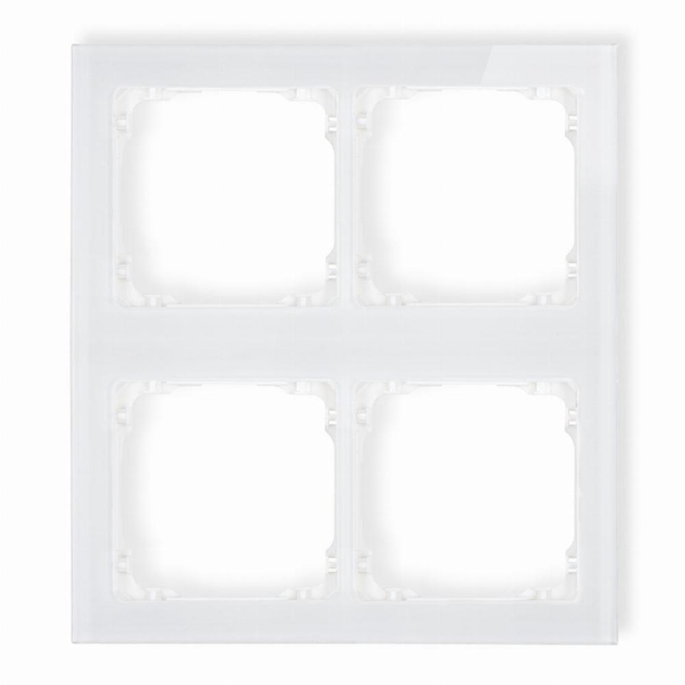 ramka DECO 4-kr.modułowa pion.2 poziom.2 efekt szkla biały spod biały