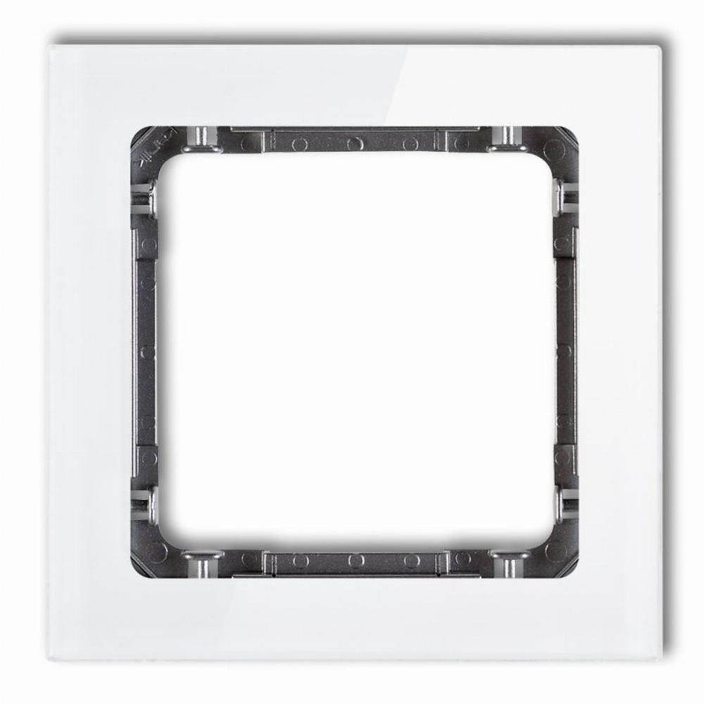 ramka DECO 1-kr.szkło biały/grafitowa 0-11-DRS-1