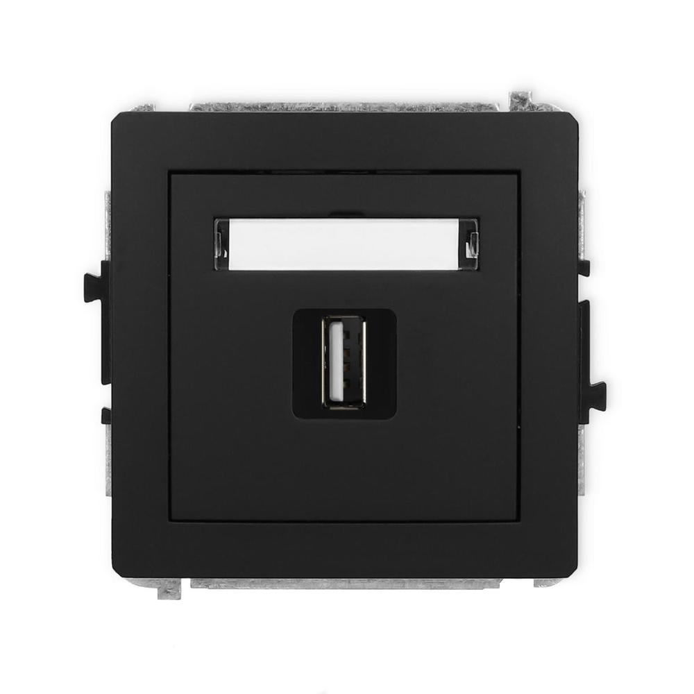 gniazdo DECO pojedyncze USB czarne 12DGUSB-1