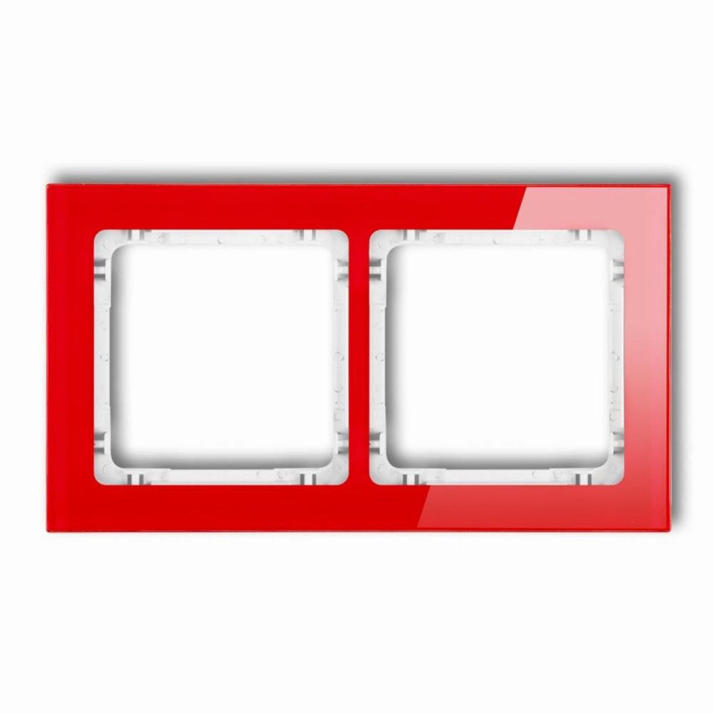 ramka DECO 2-kr.szkło czerw/biały 17-0-DRS-2