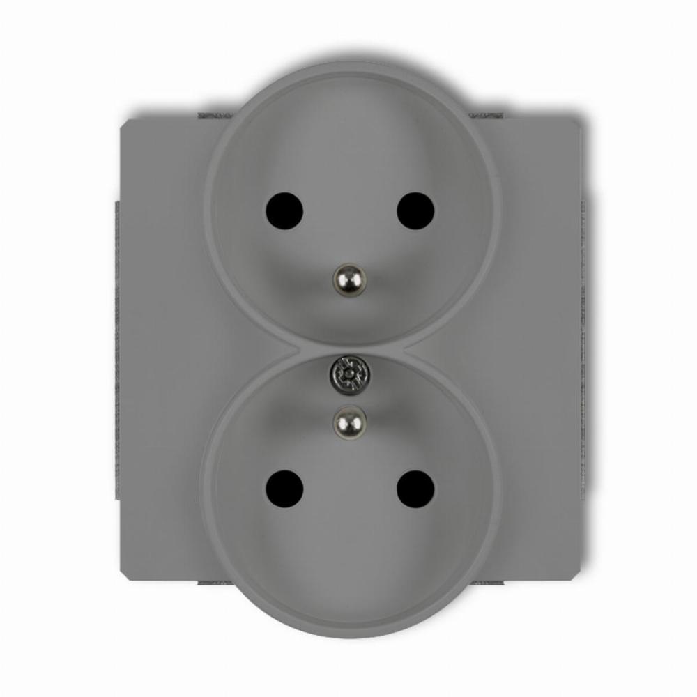 gniazdo DECO podwójne do ramki z/u szary 27DGPR-2zp