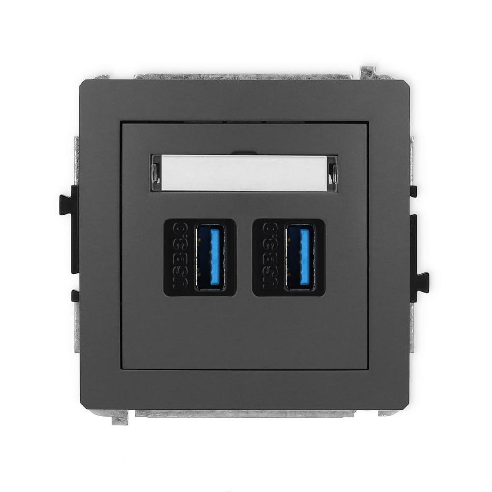 gniazdo DECO podwójne USB-AA grafitowe matowe 28DGUSB-6