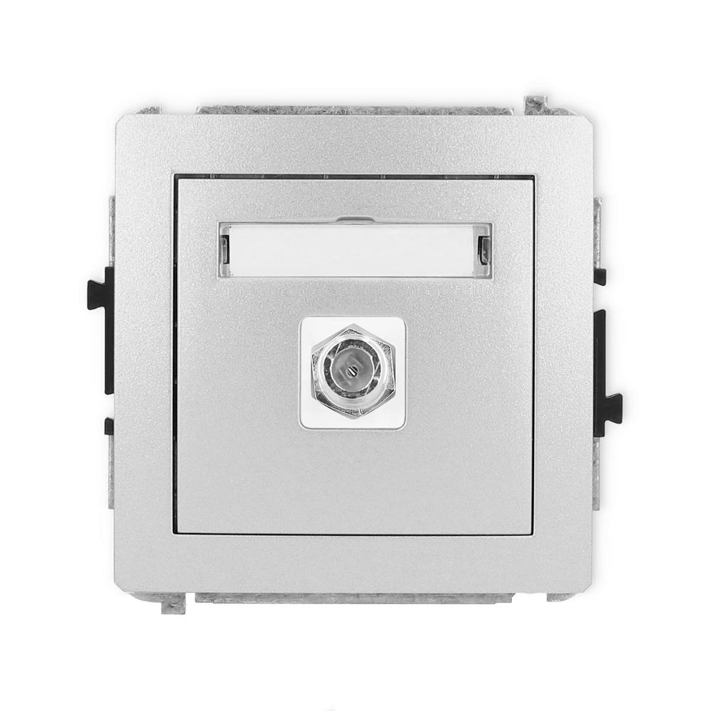 gniazdo DECO pojedyncze antenowe SAT srebrne metalowe 7DGF-1
