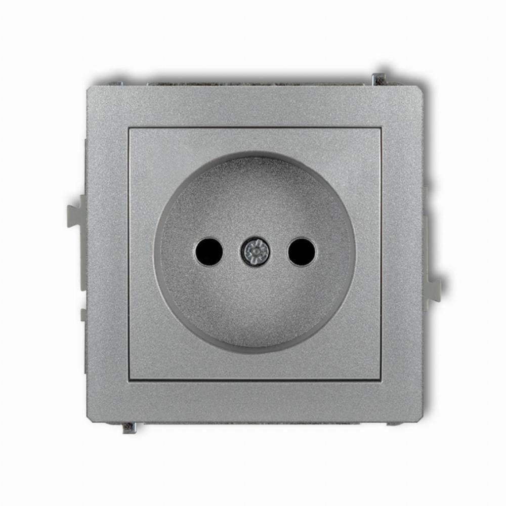 gniazdo DECO pojedyncze b/u srebrne metalowe 7DGP-1P
