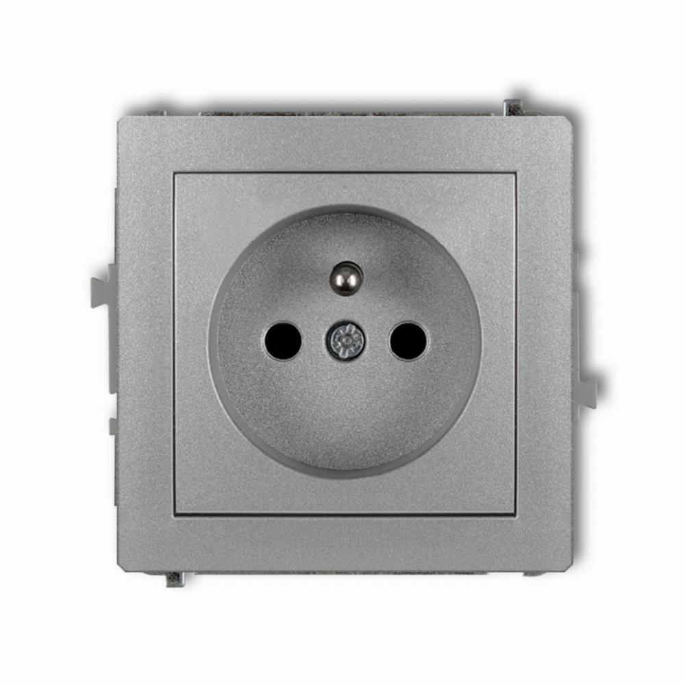 gniazdo DECO pojedyncze z/u srebry metalowe 7DGP-1zp