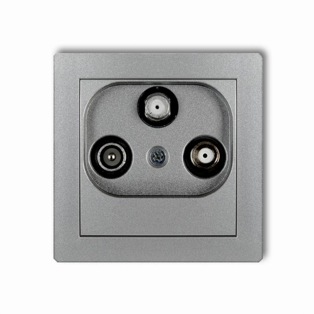 gniazdo DECO 2-wyj.SAT+TV srebrne metalowe 7DGSN