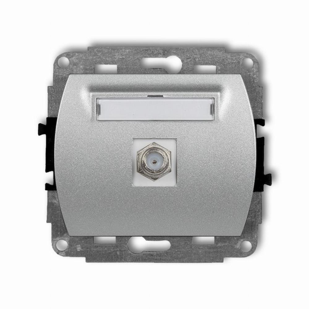 gniazdo TREND pojedyncze antenowe SAT srebrne metalowe 7GF-1