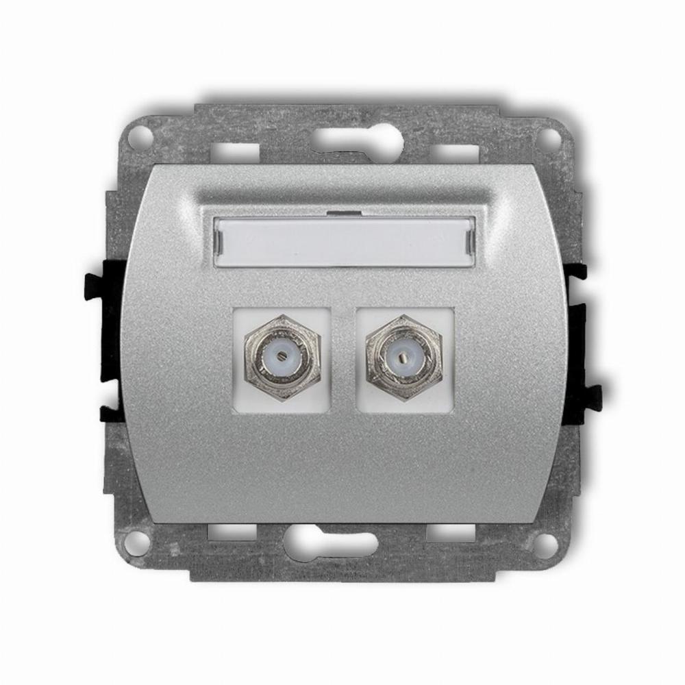 gniazdo TREND podwójne antenowe SAT srebrne metalowe 7GF-2