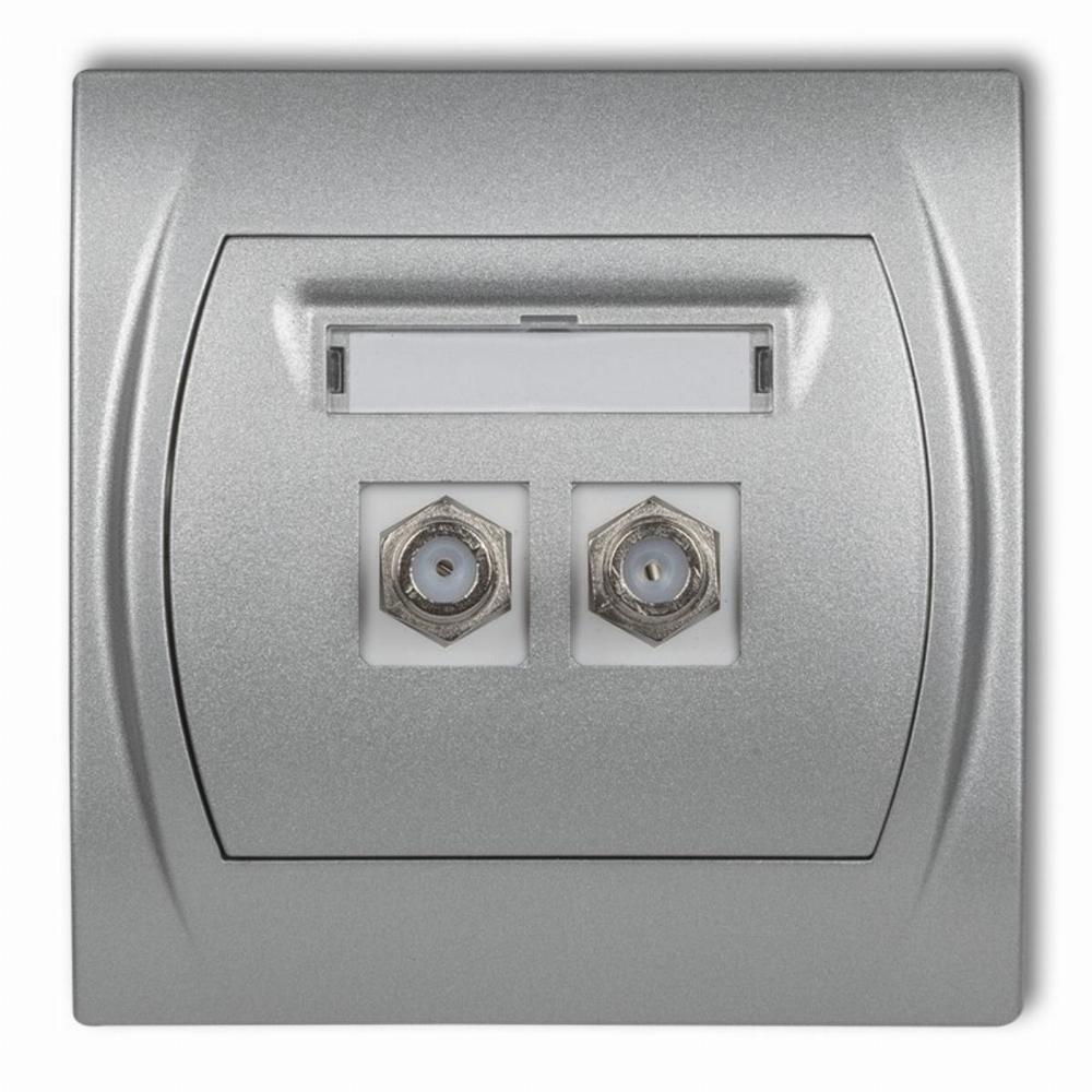 gniazdo LOGO podwójne antenowe SAT srebrne metalowe 7LGF-2