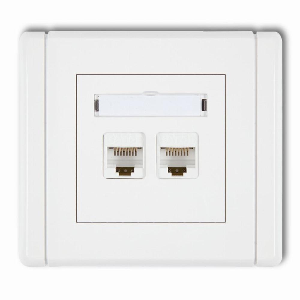 gniazdo FLEXI podwójne komputerowe 2xRJ45 kat6 ekranowane białe FGK-6