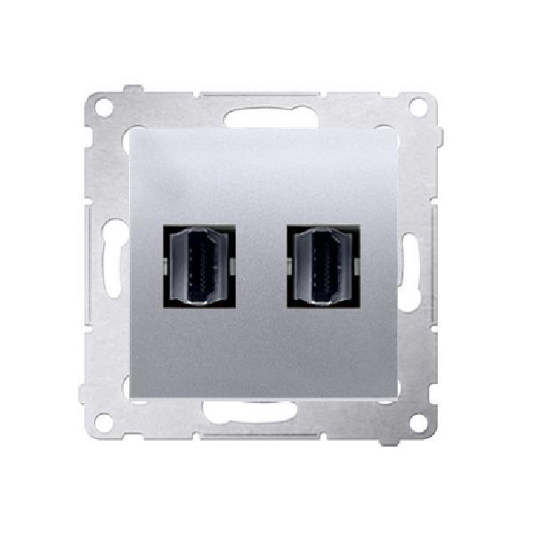 SIMON 54 gniazdo HDMI podwójne (moduł) srebrny mat