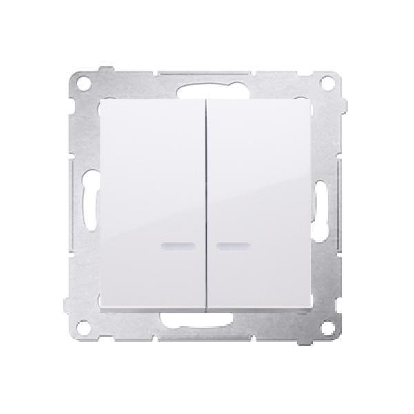 SIMON 54 wyłącznik świecznikowy IP44 z podświetleniem LED zaciski śrubowe 16A 250V (moduł) biały