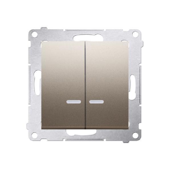 SIMON 54 wyłącznik świecznikowy IP44 z podświetleniem LED zaciski śrubowe 16A 250V (moduł) złoty mat