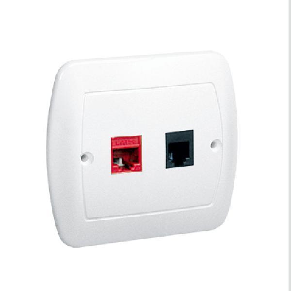 SIMON AKORD gniazdo komputerowe RJ45 kat.5e + gniazdo telefoniczne RJ11 montaż na wkręty biały